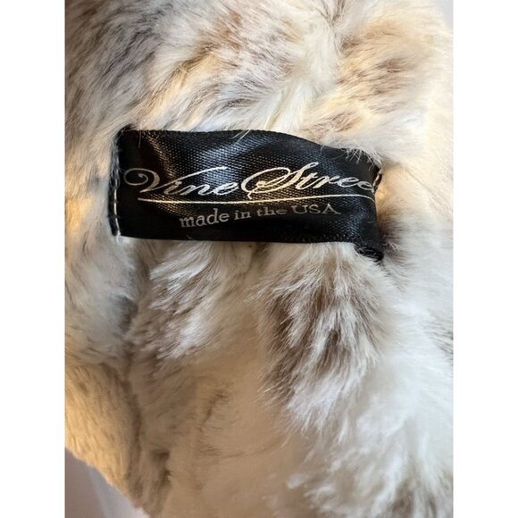 Vine Street Animal Print Scrunchy Scarf O/S Faux Fur Fall Winter White Brown - Picture 3 of 4